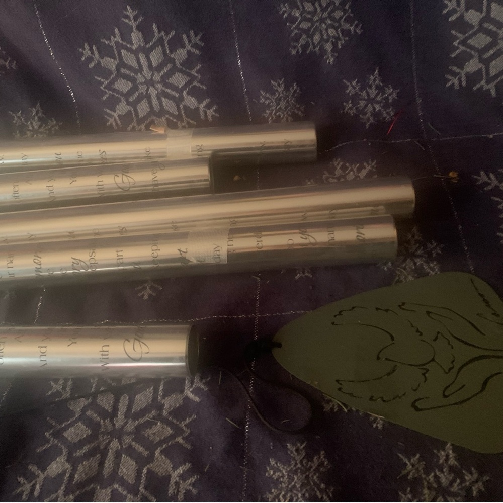 Silver scripted windchime